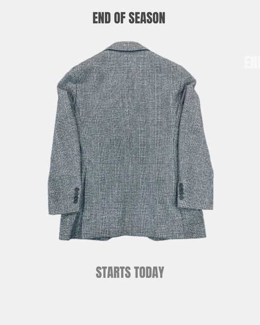 Grey & Black Tailored Coat - LARGE
